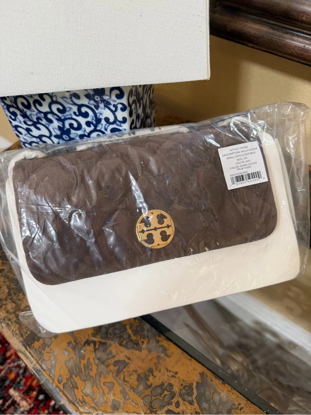 Tory Burch quilted suede